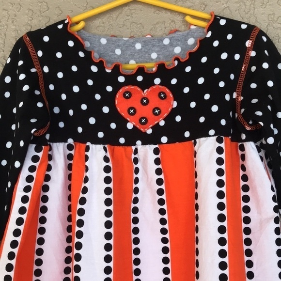 Daisy Jayne Orange & Black Polka Dot & Stripe Print Ruffle Detail Top - Picture 2 of 8